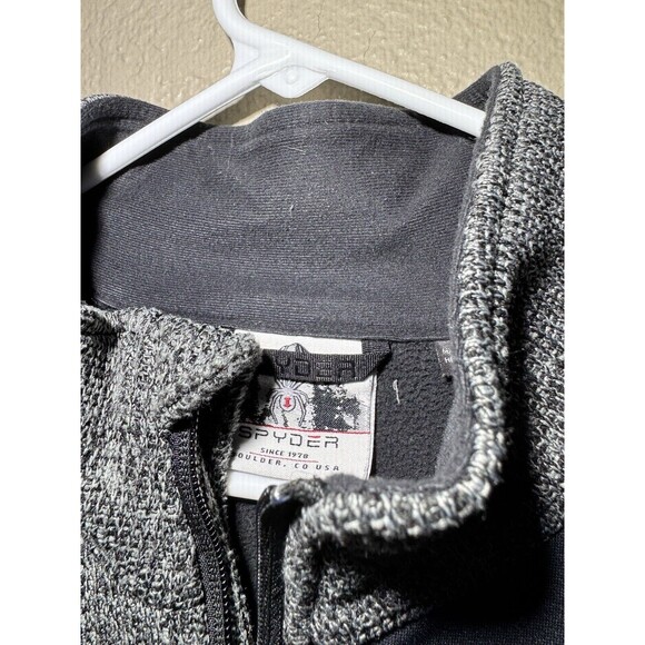 Spyder Jacket Men's Outbound Fleece 1/4 Zip Pullover Black Gray Size Large - Picture 2 of 6